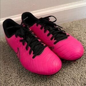 Nike Bright Pink and Black Soccer Shoes